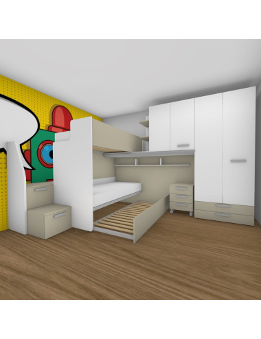 Chambre d'angle avec lits...