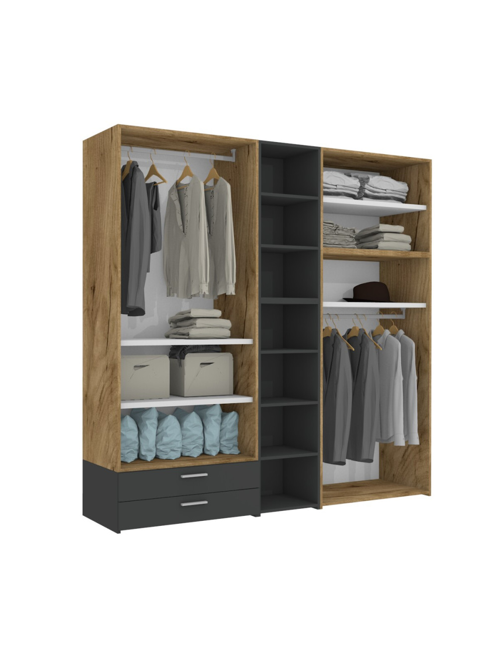 Armoire avec bibliothèque et tiroirs intégrés - Design moderne et ...