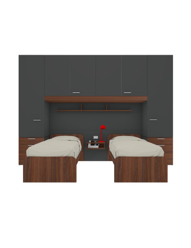 Dormitorio puente con camas...
