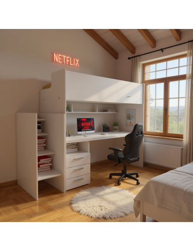 Lit superposé avec bureau...