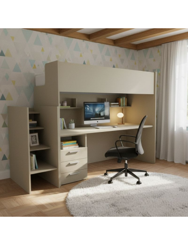 Lit superposé avec bureau...